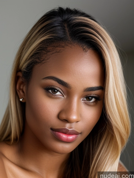 related ai porn images free for Beautiful 18 Close-up View African Tanned Skin Detailed Blonde Lipstick Bright Lighting Long Hair