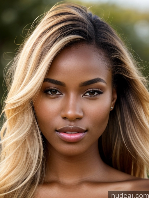related ai porn images free for Beautiful 18 Close-up View African Tanned Skin Detailed Blonde Lipstick Bright Lighting Long Hair