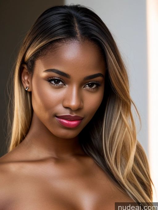 related ai porn images free for Beautiful 18 Close-up View African Tanned Skin Detailed Blonde Bright Lighting Long Hair Lipstick