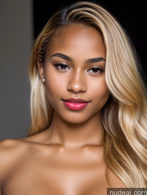 related ai porn images free for Beautiful 18 Close-up View Tanned Skin Detailed Blonde Bright Lighting Long Hair Lipstick Black