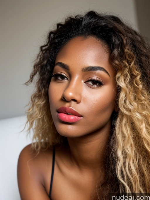 related ai porn images free for Beautiful 18 Close-up View Tanned Skin Detailed Blonde Bright Lighting Long Hair Lipstick Black Pouting Lips