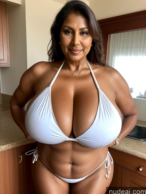 related ai porn images free for Milf One Busty Huge Boobs Thick Tanned Skin 60s Indian Front View Microkini Thong Maid