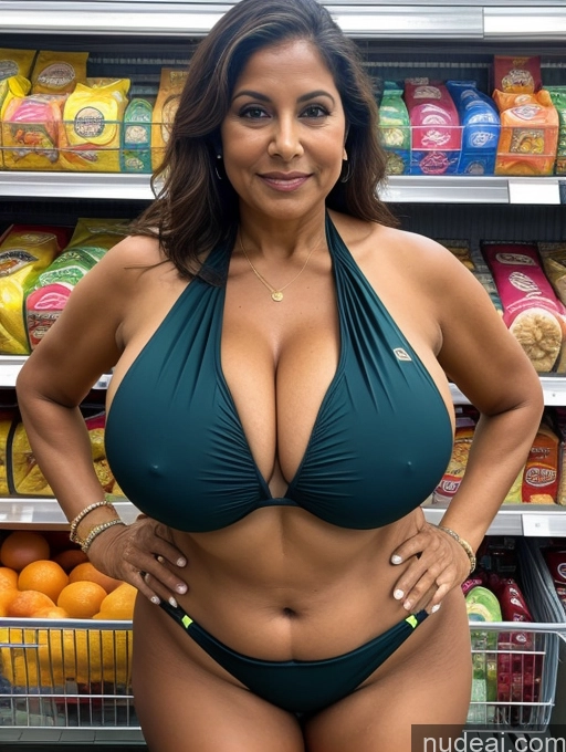 related ai porn images free for Milf One Busty Huge Boobs Thick Tanned Skin Front View Microkini Thong Indian 70s Grocery
