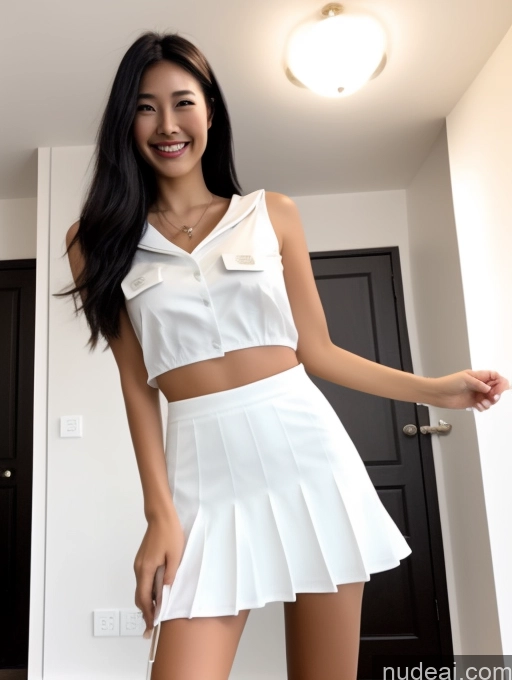 Woman One Perfect Boobs Beautiful Small Ass Long Legs Tall Tanned Skin 20s Happy Black Hair Long Hair Asian Bright Lighting Detailed JK Lure Dress V3