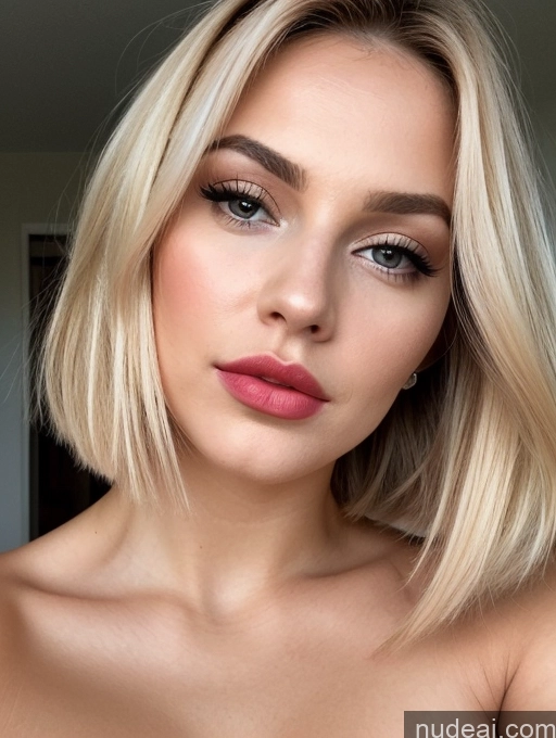 related ai porn images free for Beautiful Lipstick Nude British Blonde Pouting Lips 20s Bobcut Close-up View Detailed