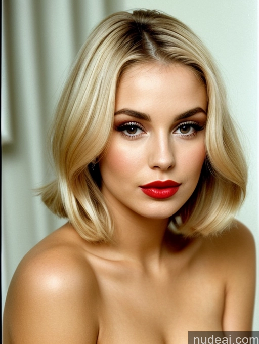 related ai porn images free for Beautiful Lipstick Nude British Blonde Pouting Lips 20s Bobcut Close-up View Detailed 60s