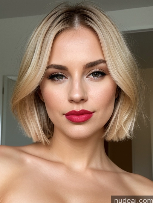 related ai porn images free for Beautiful Lipstick British Blonde Pouting Lips Bobcut Close-up View Detailed 30s Nude
