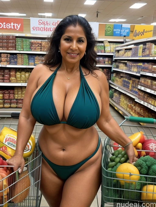 related ai porn images free for Milf One Busty Huge Boobs Thick Tanned Skin 60s Indian Grocery Front View Microkini Thong