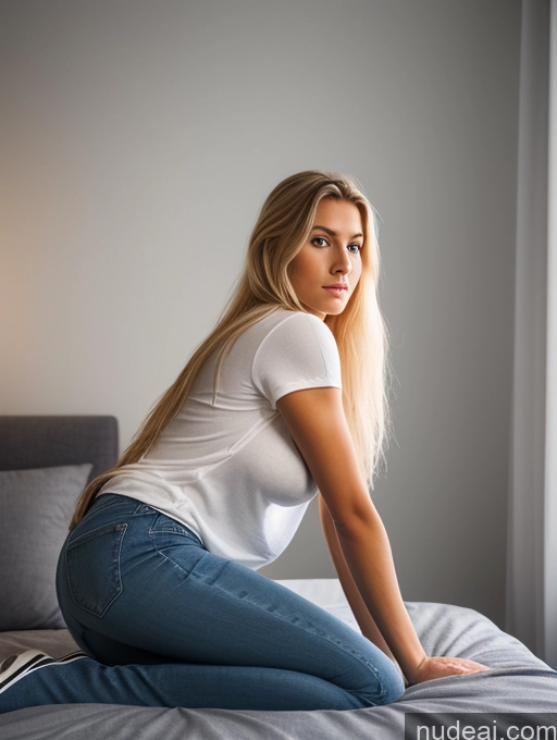 related ai porn images free for Woman One Perfect Boobs Big Ass Tanned Skin 18 Serious Blonde Long Hair 3d Bright Lighting Detailed Scandinavian Bedroom Shirt Jeans Side View