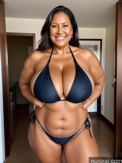 related ai porn images free for One Busty Huge Boobs Thick Tanned Skin 60s Laughing Native American Front View Microkini Thong Maid