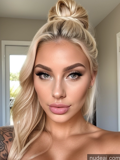 related ai porn images free for Beautiful Tattoos Tanned Skin 18 Pouting Lips Blonde Hair Bun Busty Thick Lipstick Bimbo Nude