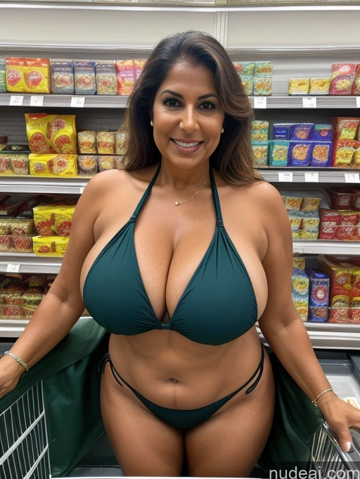 related ai porn images free for Milf One Busty Huge Boobs Thick Tanned Skin 60s Indian Grocery Front View Microkini Thong