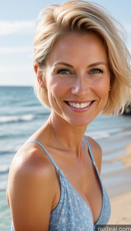related ai porn images free for One Small Tits Skinny 50s Happy Pixie Close-up View Cleavage Detailed Scandinavian Milf Sundress Beach