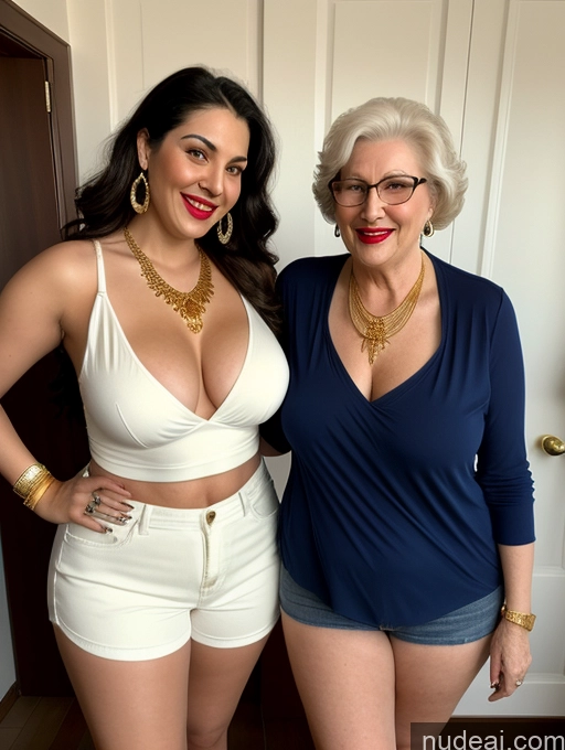 related ai porn images free for Indian Fairer Skin Thick Big Hips Cleavage Chubby Perfect Boobs Gold Jewelry Jewelry Lipstick Beautiful 80s Laughing Long Hair Front View Two Tall Short Shorts Jeans