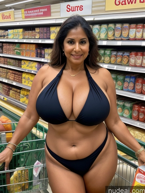 related ai porn images free for Milf One Busty Huge Boobs Thick Tanned Skin 60s Indian Grocery Front View Microkini Thong