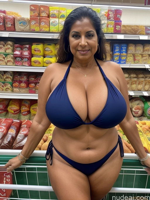 related ai porn images free for Milf One Busty Huge Boobs Thick Tanned Skin 60s Indian Grocery Front View Microkini Thong