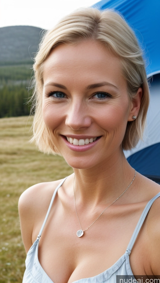 related ai porn images free for Woman One Small Tits Skinny Happy Pixie Scandinavian Close-up View Sundress Cleavage Detailed 40s Tent