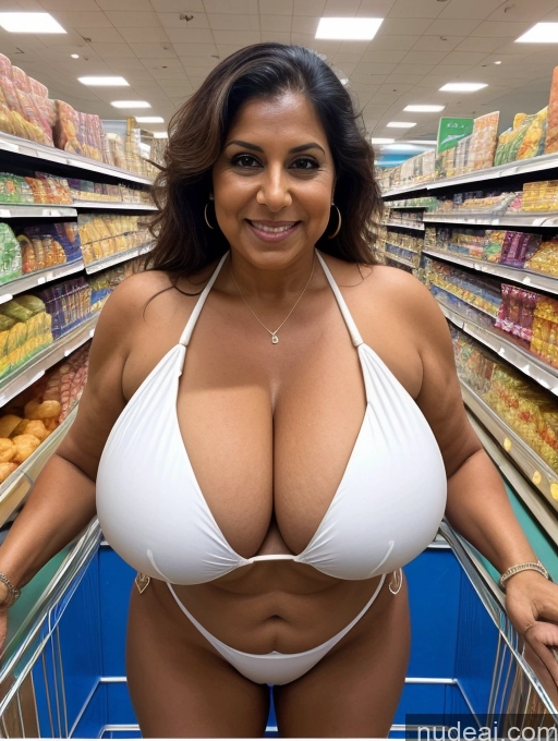 related ai porn images free for One Busty Huge Boobs Thick Tanned Skin 60s Front View Microkini Thong Indian Milf Grocery