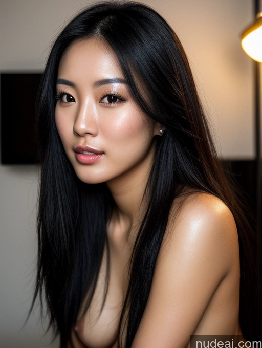 related ai porn images free for Beautiful Detailed Long Hair Close-up View Asian Black Hair Woman 20s Bright Lighting Sexy Face