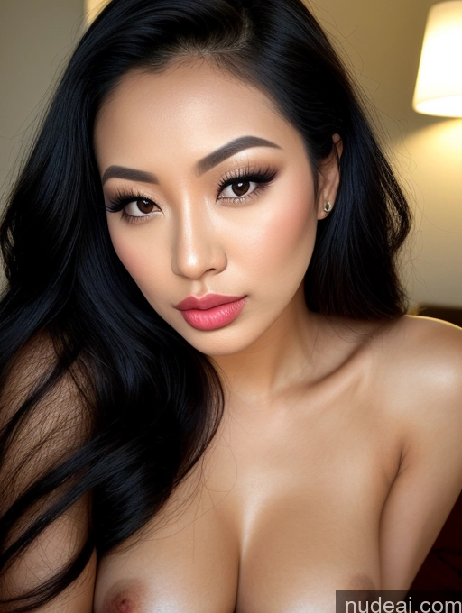 related ai porn images free for Beautiful Detailed Long Hair Close-up View Asian Black Hair Woman 20s Bright Lighting Pouting Lips