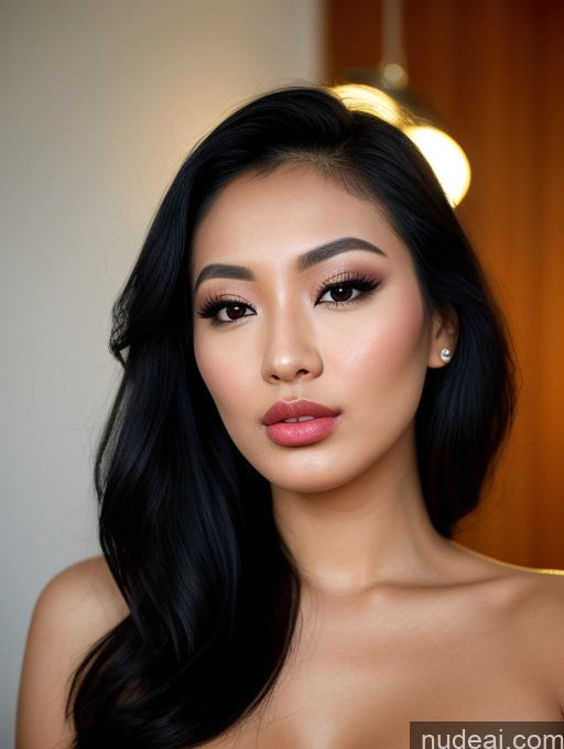 related ai porn images free for Beautiful Detailed Long Hair Close-up View Asian Black Hair Woman 20s Bright Lighting Pouting Lips