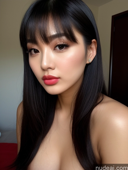 related ai porn images free for Beautiful Detailed Close-up View Black Hair Woman 20s Bright Lighting Pouting Lips Bangs Chinese
