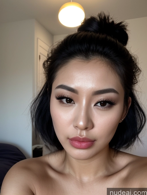 related ai porn images free for Beautiful Detailed Close-up View Black Hair Woman 20s Bright Lighting Pouting Lips Chinese Messy