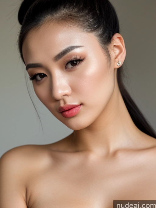 related ai porn images free for Beautiful Detailed Close-up View Black Hair Woman Bright Lighting Chinese 20s Ponytail Pouting Lips