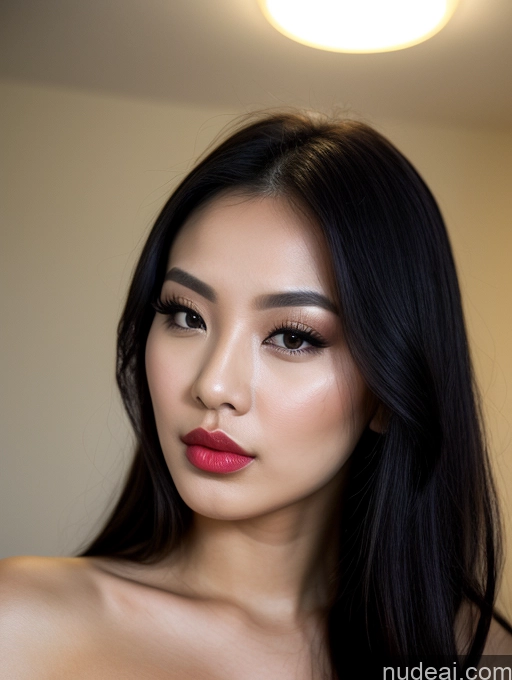 related ai porn images free for Beautiful Detailed Close-up View Black Hair Woman Bright Lighting Chinese 20s Pouting Lips Long Hair Lipstick