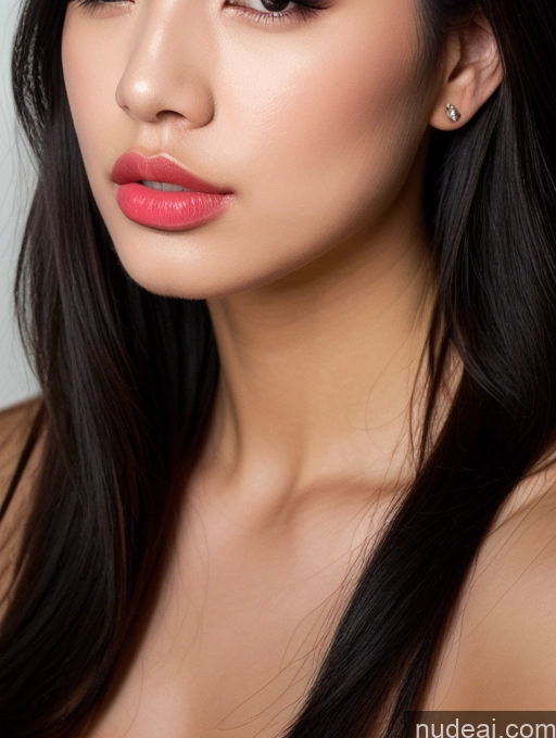 related ai porn images free for Beautiful Detailed Close-up View Black Hair Woman Bright Lighting Chinese 20s Pouting Lips Lipstick Long Hair