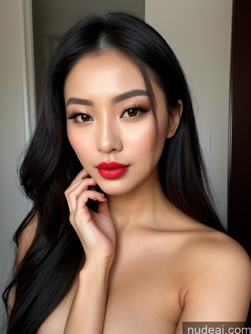 related ai porn images free for Beautiful Detailed Close-up View Black Hair Woman Bright Lighting Chinese 20s Pouting Lips Lipstick Long Hair