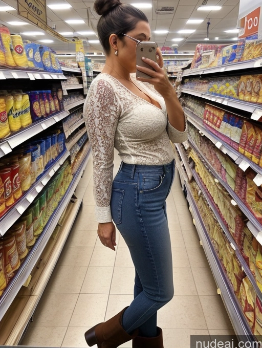 related ai porn images free for Milf Big Hips Pubic Hair Small Tits Short Chubby Jeans Cleavage Blouse Boots Side View 80s Hair Bun Glasses Grocery