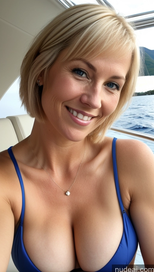 related ai porn images free for One Small Tits Skinny Happy Close-up View Cleavage Detailed Scandinavian Milf Short Hair Bikini Yacht