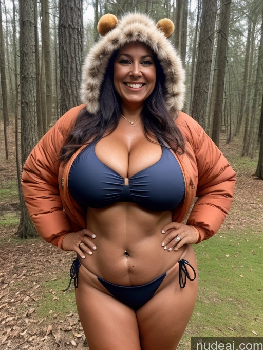 related ai porn images free for One Busty Huge Boobs Thick Tanned Skin 60s Laughing Front View Microkini Thong Lumberjack Parka Halloween Native American