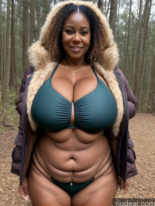 related ai porn images free for Milf One Busty Huge Boobs Thick Tanned Skin 60s Nigerian Front View Microkini Thong Lumberjack Parka