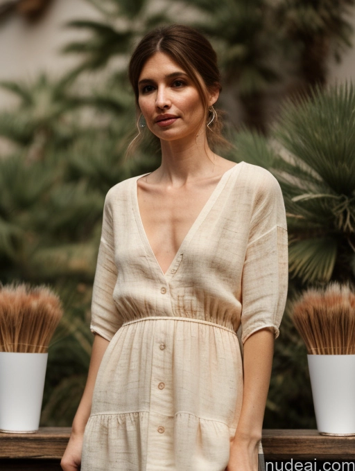 related ai porn images free for Woman Small Tits Skinny Small Ass Short Fairer Skin 40s Ginger Bangs Greek Watercolor Detailed Front View Party Linen Dress Cleavage