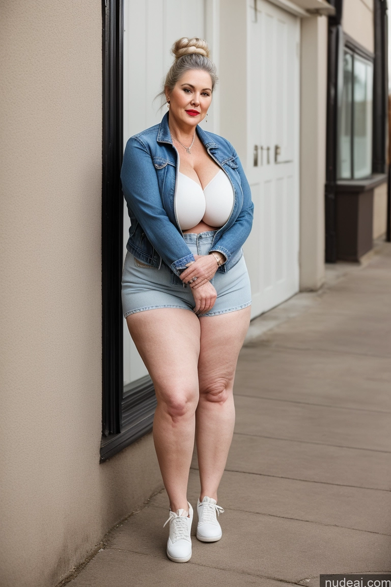 related ai porn images free for Milf Lipstick Thick Chubby Big Hips Big Ass Fairer Skin Cleavage Huge Boobs 80s Jeans Jacket Short Shorts Hair Bun