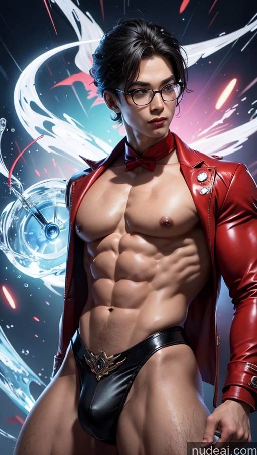 related ai porn images free for Muscular Abs Chinese Japanese Korean Bodybuilder Glasses Tailcoat Powering Up Busty Dynamic View Surrealist