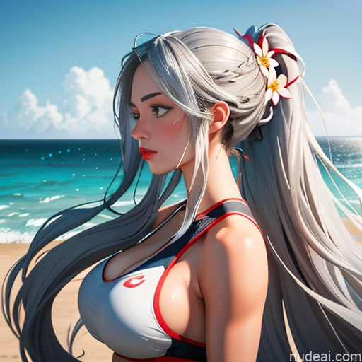 Sorority One Huge Boobs Lipstick Long Hair 18 Sad Ponytail Irish 3d Beach Volleyball Topless Detailed