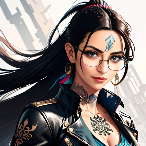 related ai porn images free for Soft Anime Short Long Hair Brunette 20s Steampunk Shirt Jeans Jacket Gloves Gold Jewelry Glasses Tattoos Abs Front View Bar Happy