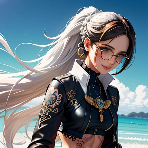 ai nude image of pics of Soft Anime Short Long Hair Brunette 20s Medieval Steampunk Shirt Jeans Jacket Gloves Gold Jewelry Glasses Tattoos Abs Bar Happy Front View