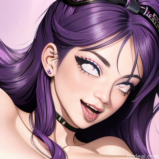 ai nude image of pics of 18 Purple Hair Detailed Nude Ahegao (smile)