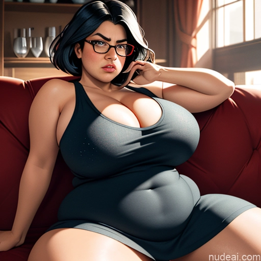 related ai porn images free for 18 Bobcut Front View Couch Angry Fat Glasses Huge Boobs Cleavage Transparent Tank Top