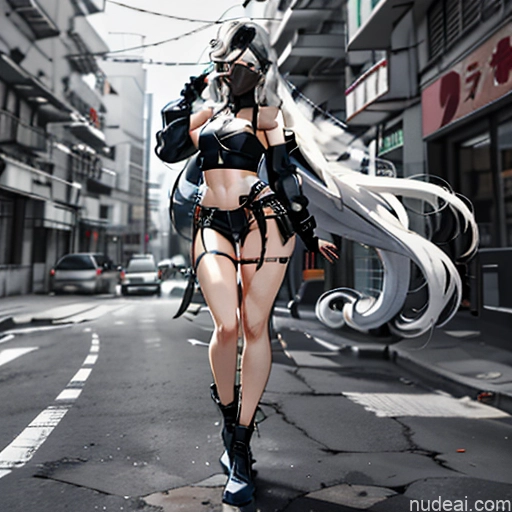 related ai porn images free for Woman One Perfect Body Girl 20s Seductive White Hair Long Hair Glasses Bangs Messy White Black And White Soft Anime Crisp Anime Cyberpunk Tokyo Front View Boots Choker Crop Top Face Mask Gloves Jacket Short Shorts Thigh Socks Whale Tail (Clothing) Urban Samurai V2