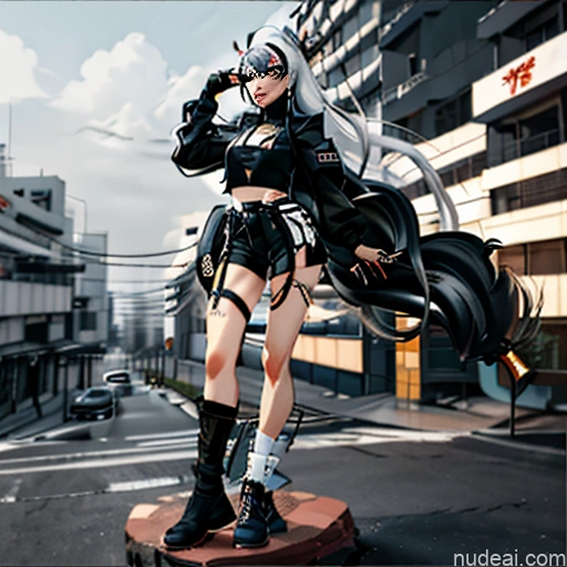 related ai porn images free for Woman One Perfect Body Girl 20s Seductive White Hair Long Hair Bangs Messy White Black And White Soft Anime Crisp Anime Cyberpunk Tokyo Front View Boots Choker Crop Top Face Mask Gloves Jacket Short Shorts Thigh Socks Whale Tail (Clothing) Urban Samurai V2