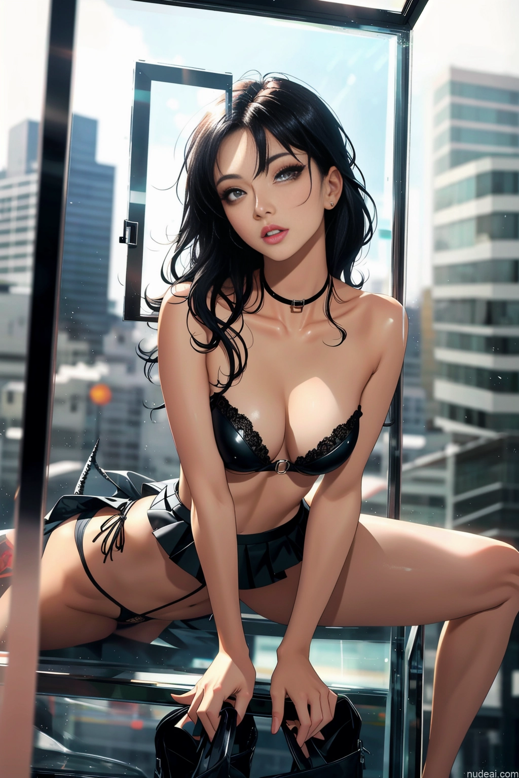 ai nude image of pics of Small Tits Small Ass Skinny 18 Skin Detail (beta) Mall Front View Fishnet Micro Skirt Partially Nude Detailed Asian Black Hair Woman One Against Glass Sex