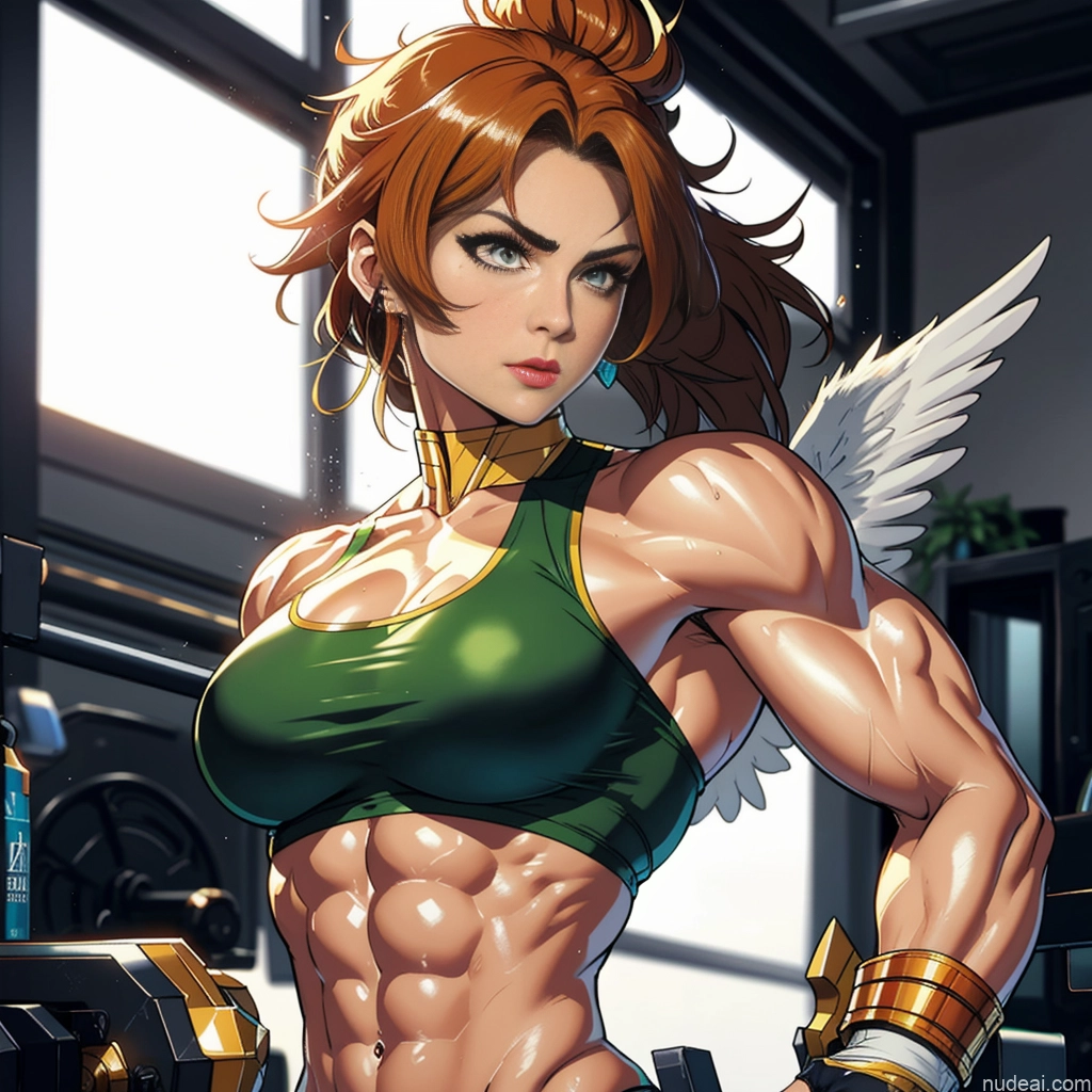 ai nude image of pics of Hawkgirl Front View Busty Muscular