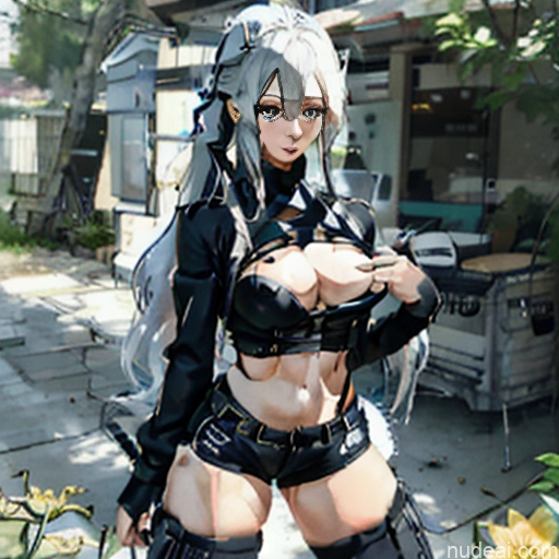 related ai porn images free for Woman One Perfect Body Long Hair 20s Seductive White Hair Straight Bangs White Soft Anime Crisp Anime Urban Samurai V2 Whale Tail (Clothing) Short Shorts Thigh Socks Crop Top Jacket Close-up View Flashing Tits #2