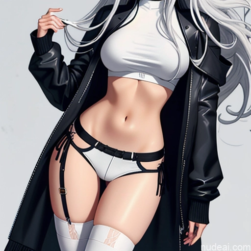 related ai porn images free for Woman One Skinny Long Hair 20s Seductive White Hair Straight Bangs White Close-up View Crop Top Jacket Short Shorts Whale Tail (Clothing) Thigh Socks Tokyo Urban Samurai V2 MASK