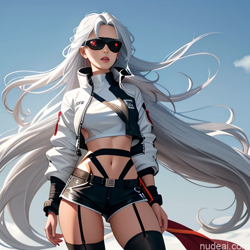 related ai porn images free for Woman One Skinny Long Hair 20s Seductive White Hair Straight Bangs White Close-up View Crop Top Jacket Short Shorts Whale Tail (Clothing) Thigh Socks Tokyo Urban Samurai V2 MASK